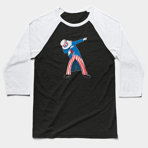 Dabbing uncle SAM Baseball T-Shirt by WAADESIGN